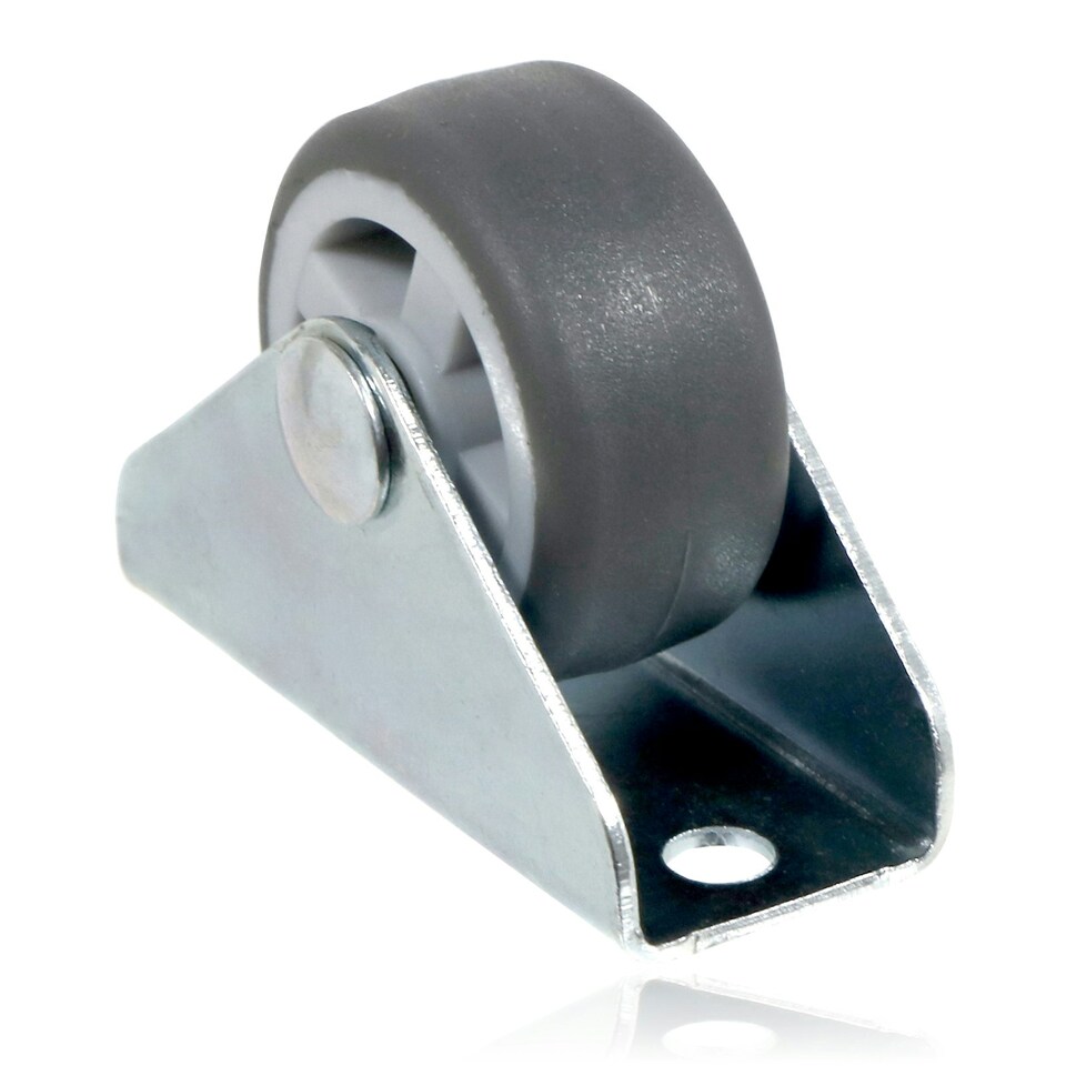 image 1 of SPARES2GO Castor Wheel Trolley Wheels Caster 32mm 1'' Mini + Screws Rubber Fixed x 4