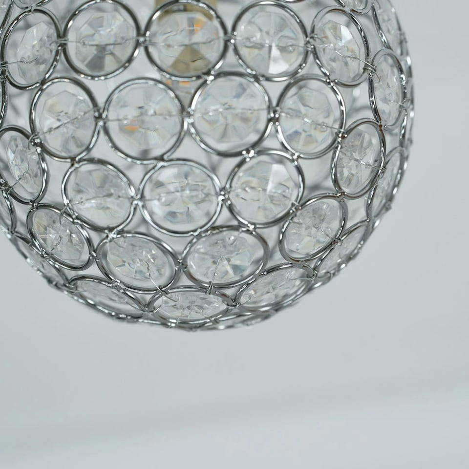 image 1 of ValueLights Ella Chrome Sphere Globe Jewel Flush Ceiling Light