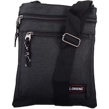 Lorenz Handy Cross Body / Shoulder Bag with Multiple Pockets | Black | Black