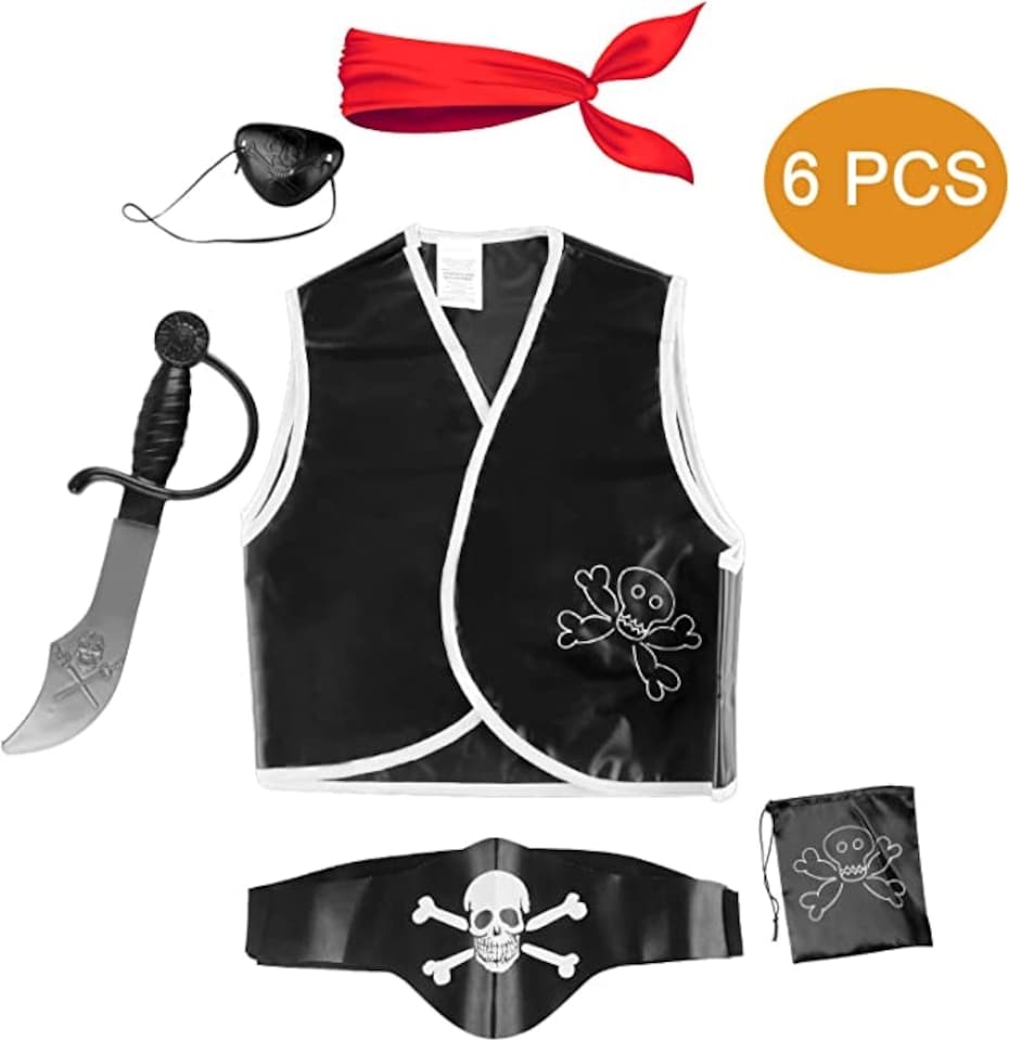 image 1 of 6 Pieces Kids Pirate Costume Set
