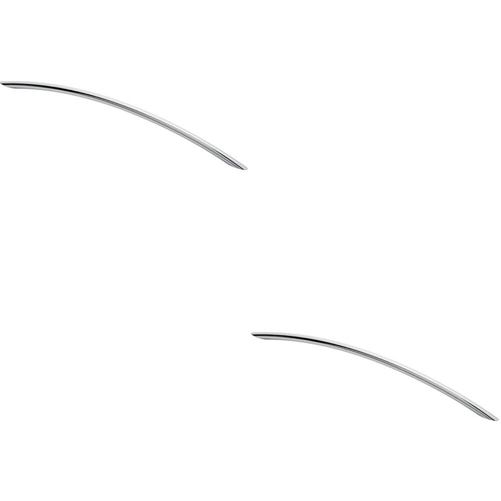 Loops 2x Curved Bow Cabinet Pull Handle 372 x 10mm 320mm Fixing Centres Chrome