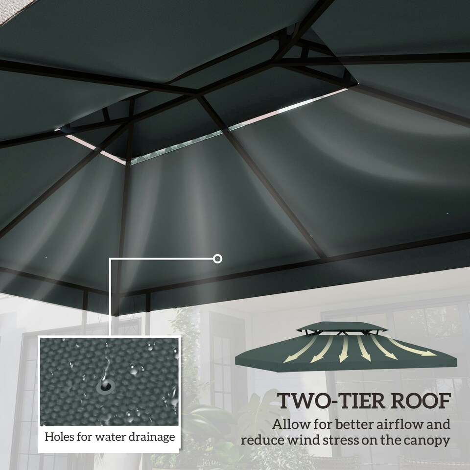 image 1 of Outsunny 3x4m Gazebo Replacement Roof Canopy 2 Tier Top UV Cover Patio Cream