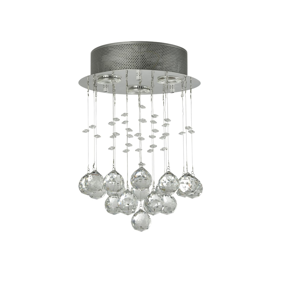 image 1 of 3LT CHROME CEILING FLUSH WITH ACRYLIC DROPS