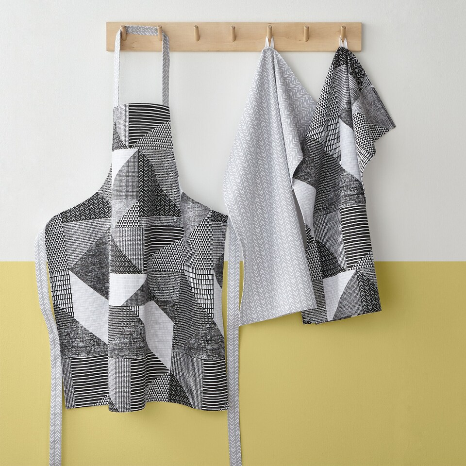 image 1 of Catherine Lansfield Larsson Geo Cotton Kitchen Adult Apron | Grey | One Size