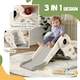 image 3 of AIYAPLAY 3-in-1 Kids Slide with Basketball Hoop, Climber, Cream White