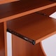 image 9 of HOMCOM Computer Desk with Sliding Keyboard Tray, Mobile Home Office Desk, Study Table with Storage Shelves, PC Desk on Wheels, Cherry Wood Colour