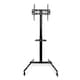 image 2 of Nedis TV Floor Presentation Meeting Stand Lockable Wheeled Trolley 32-55" up to 35 kg, Column Design, Adjustable, Snap-lock, AV Shelf - Black