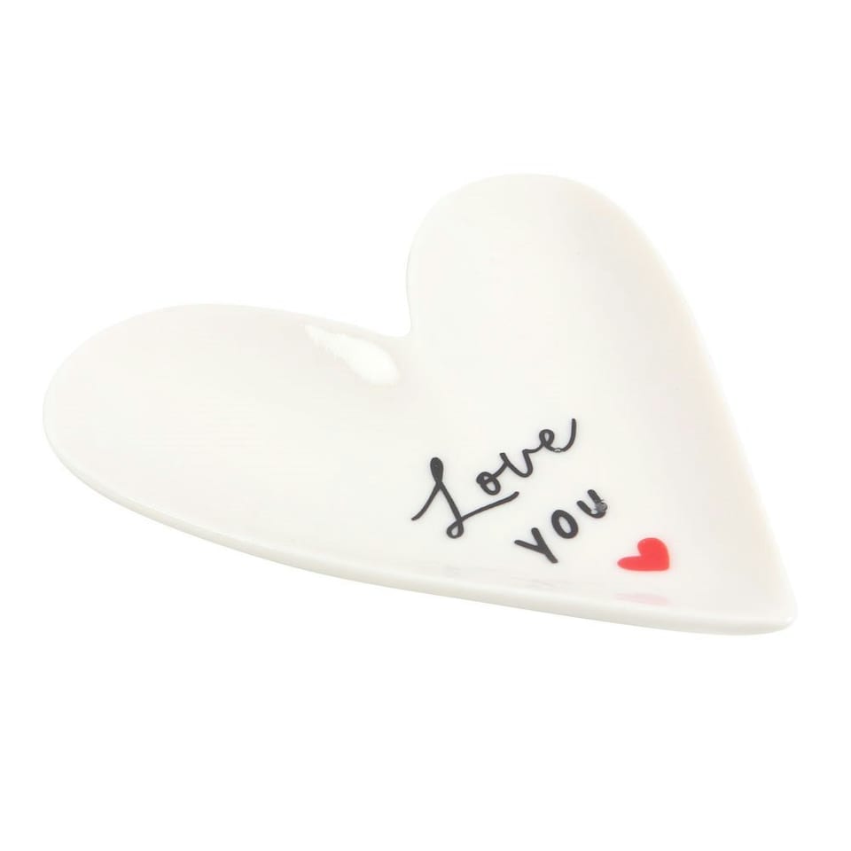image 1 of Something Different Love You Heart Trinket Dish - White/Black - One Size