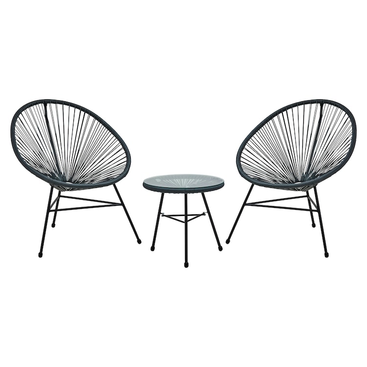 Interiors By Premier Sturdy Grey Rattan 3 Piece Patio Set, Weather Resistant Table And Chairs, Outdoor Round Table And Chairs Black