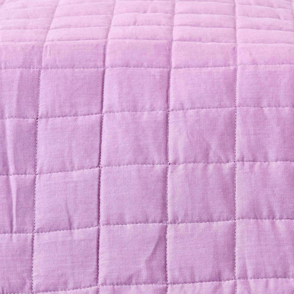 image 1 of Homescapes Cotton Quilted Reversible Bedspread Lavender Purple - 200 x 200 cm | Purple