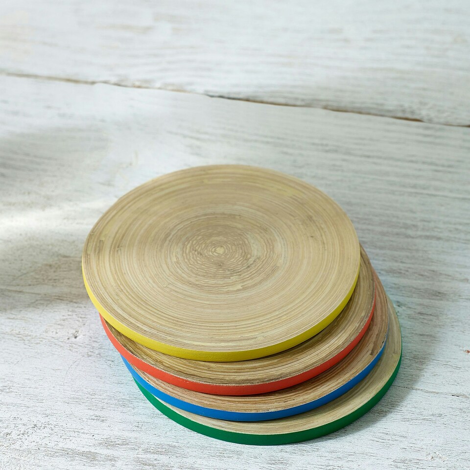 image 1 of Sur La Table Colour Me Happy Set of 4 Mixed Colour Bamboo Placemats