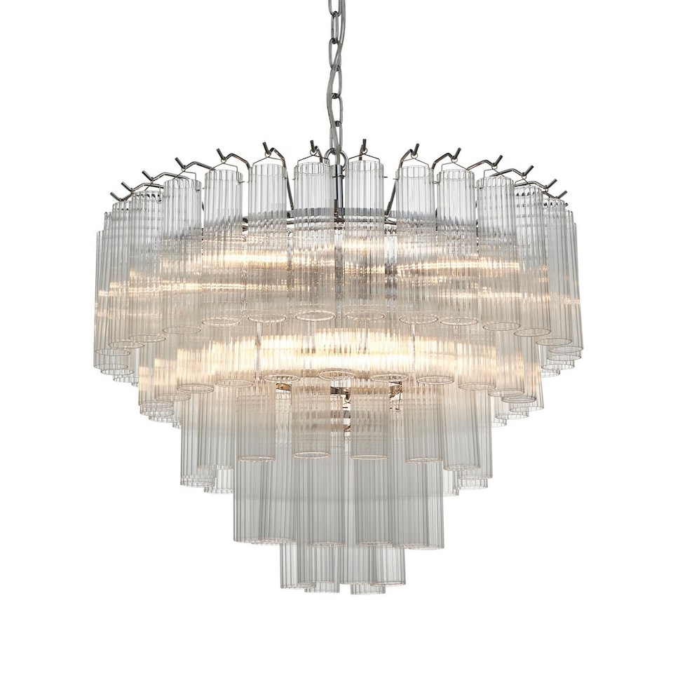 image 1 of Toulouse 12 Light Multi Arm Lamp Ceiling Pendant Bright Nickel
