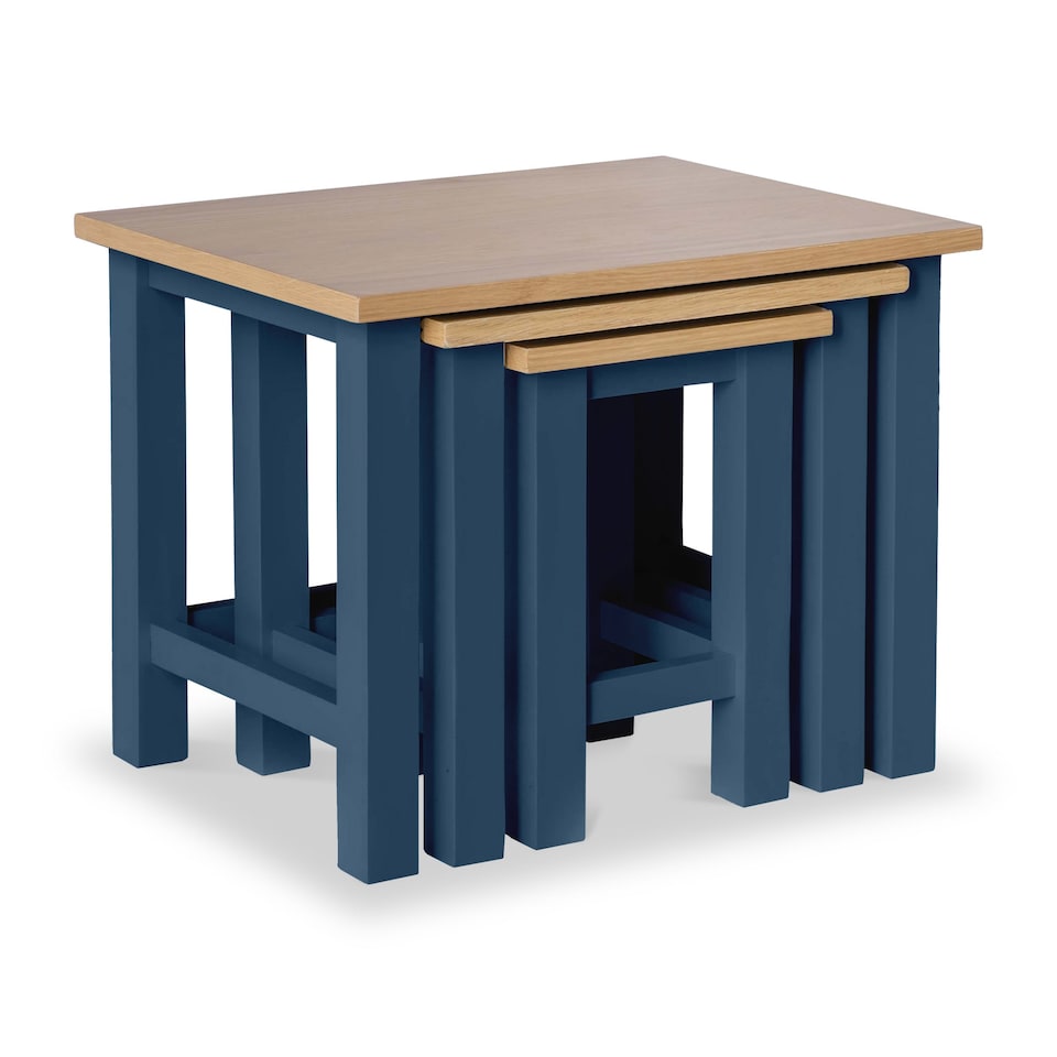 image 1 of Farro Navy Blue Nest of 3 Tables - Fully Assembled - By Roseland Furniture