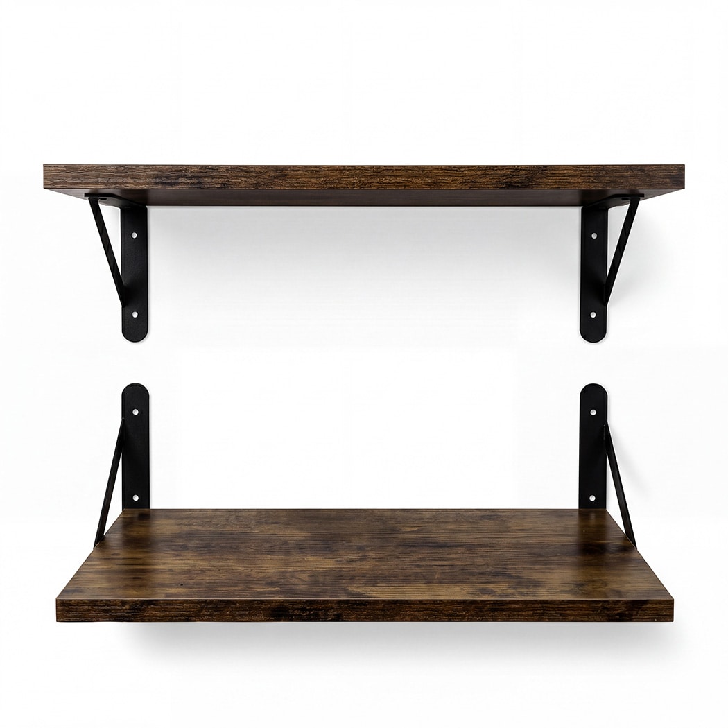 Levede Floating Shelves Wall Mounted Shelf Set of 2 Rustic Storage Shelves 39cm