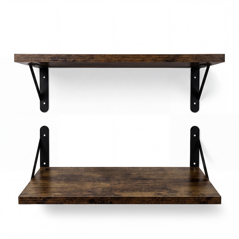 image 1 of Levede Floating Shelves Wall Mounted Shelf Set of 2 Rustic Storage Shelves 39cm