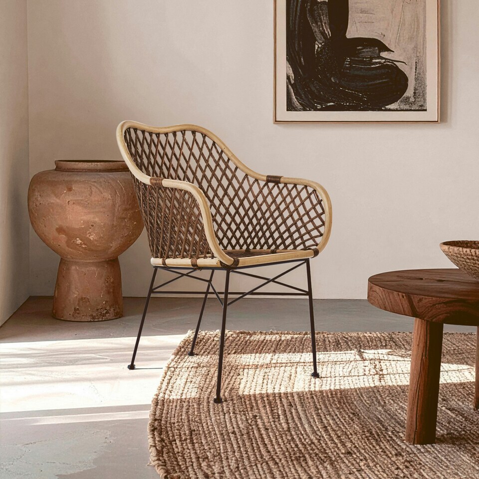 image 1 of Manado Natural Croco Rattan Armchair Brown