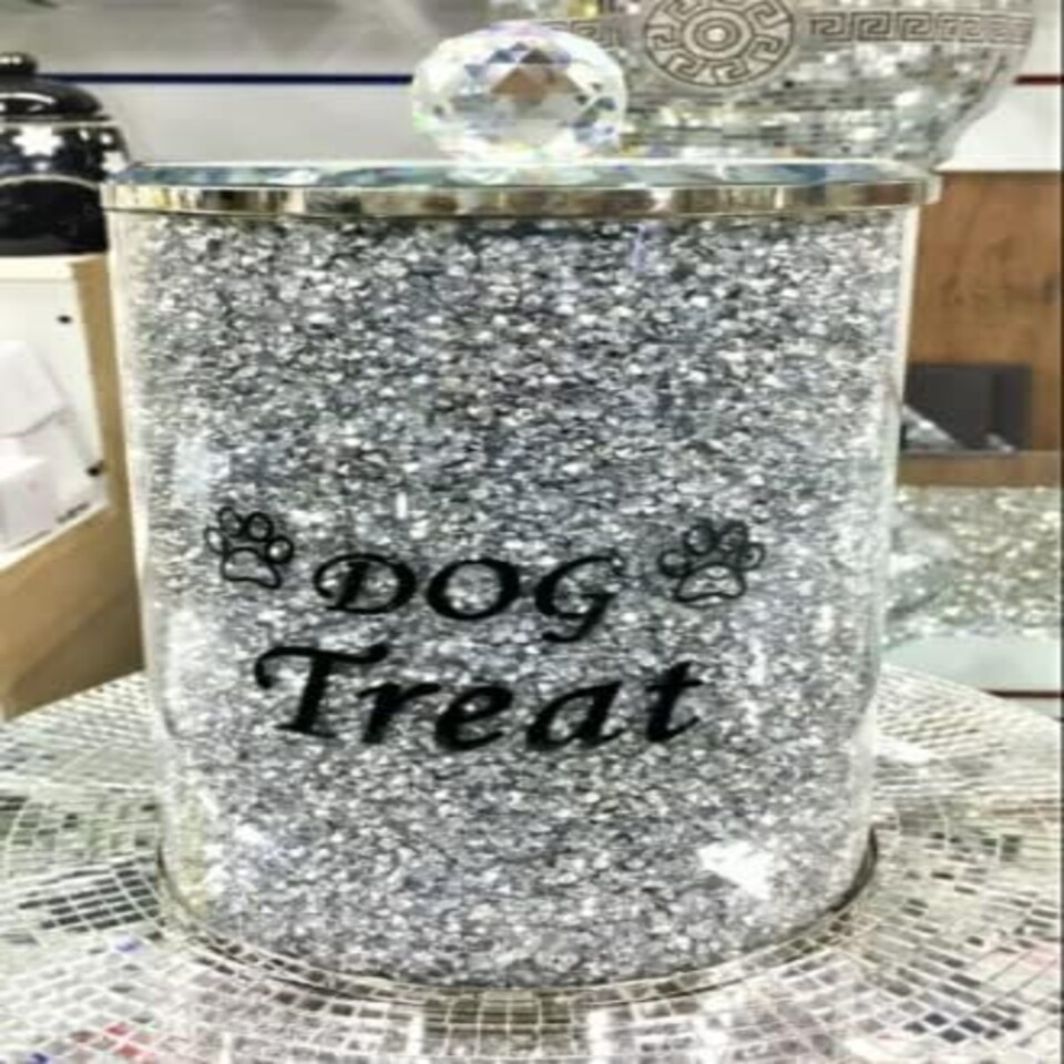 DEENZ Deenz Sparkly Crushed Crystal Silver Diamond Canister Jar Decorative Storage Cookie pet food packaging