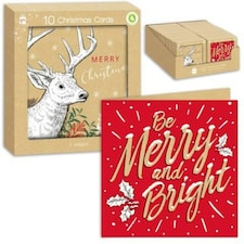 Pack of 10 Square Kraft Christmas Cards