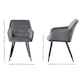 image 7 of Set of 2 Camden Modern Velvet Dining Chairs with Armrests, Quilted Design & Black Metal Legs | Grey | Dark Grey