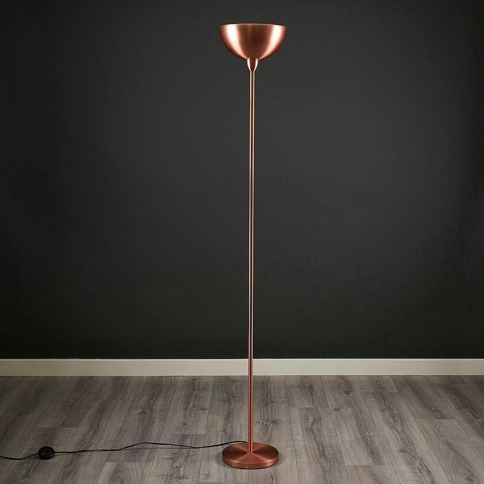 image 1 of ValueLights Forseti Brushed Copper Floor Lamp and LED Bulb