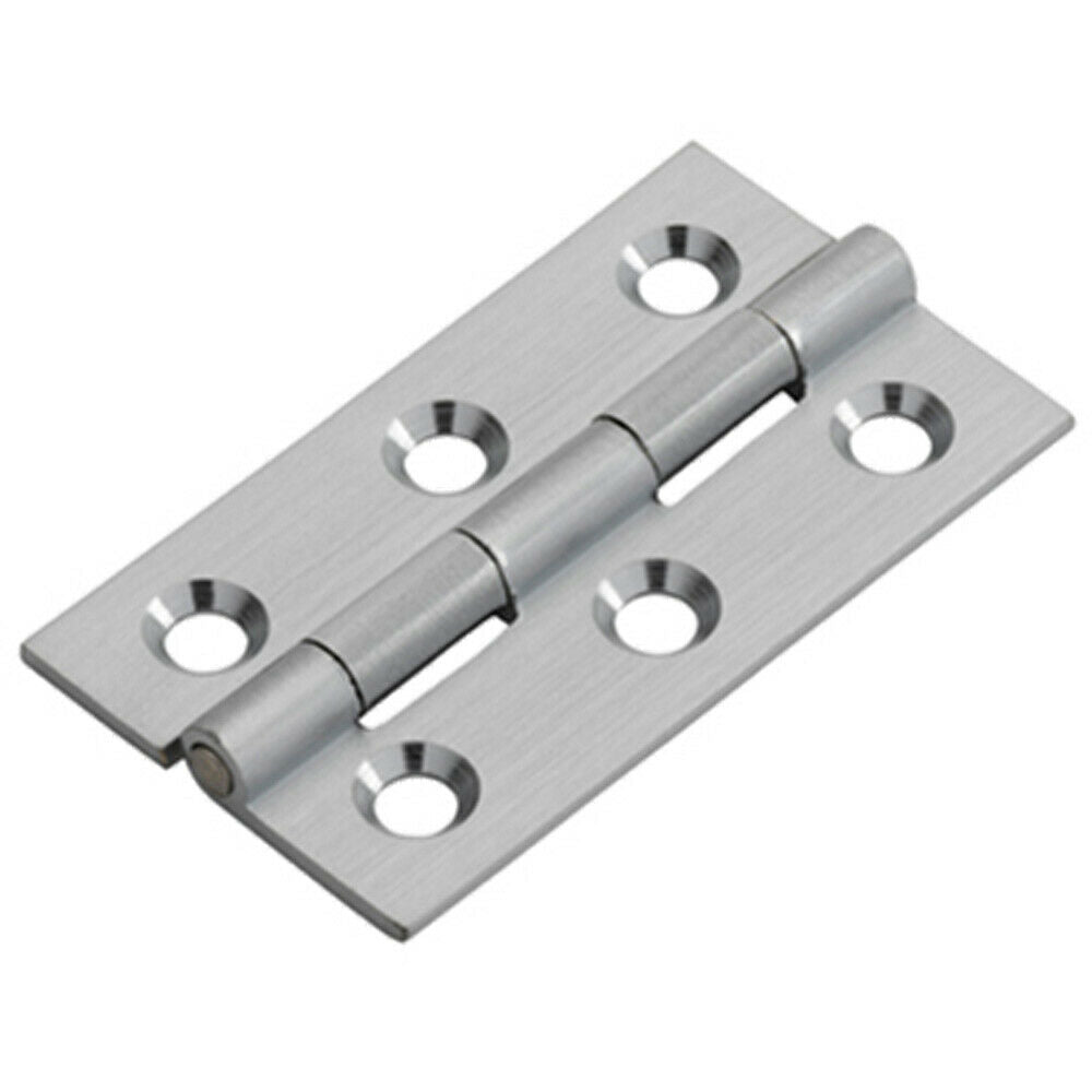 Loops PAIR 50 x 28 x 1.5mm Cabinet Hinge Satin Chrome Small Cupboard Door