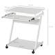 image 3 of HOMCOM Movable Computer Desk with 4 Moving Wheels Sliding Keyboard Tray Home Office Workstation White
