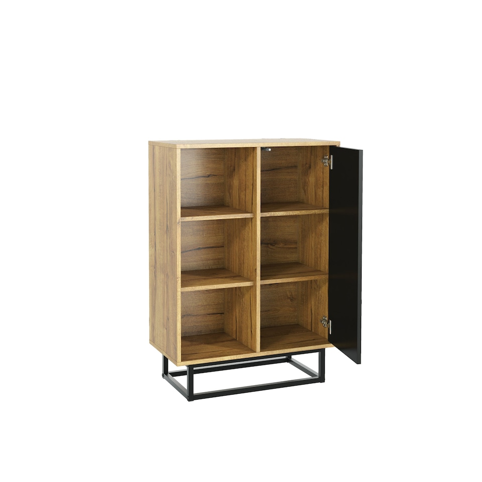 image 1 of Sideboard 70cm Oak Matt and Black Matt with Metal Legs | Multi | Oak