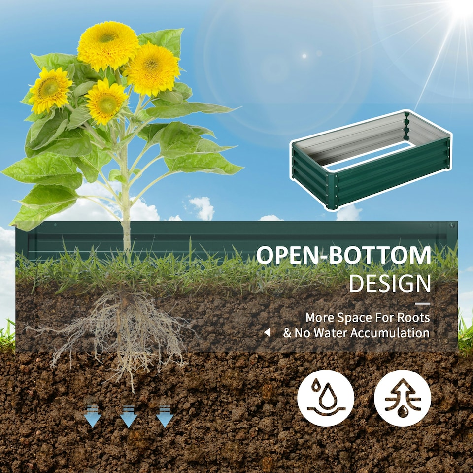 image 1 of Outsunny Raised Garden Bed Elevated Planter Box for Flowers Green