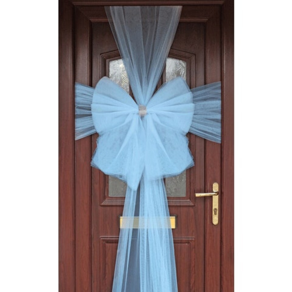 Baby Blue Deluxe Pre-Made Door Bow Decoration