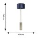 image 2 of ValueLights Lexy Navy Blue Velvet Drum Shade with Antique Brass Dimmable Floor Lamp with LED Bulb Blue