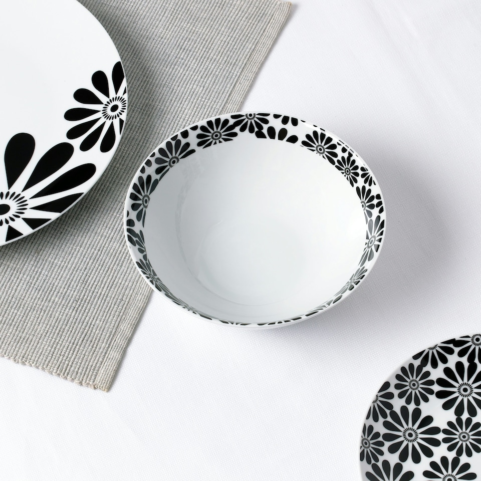 image 1 of 16pc Black & White Kira Dinner Set