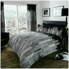 Sky Line Printed Duvet Cover Set Reversible Polycotton Beddings Multi | Double