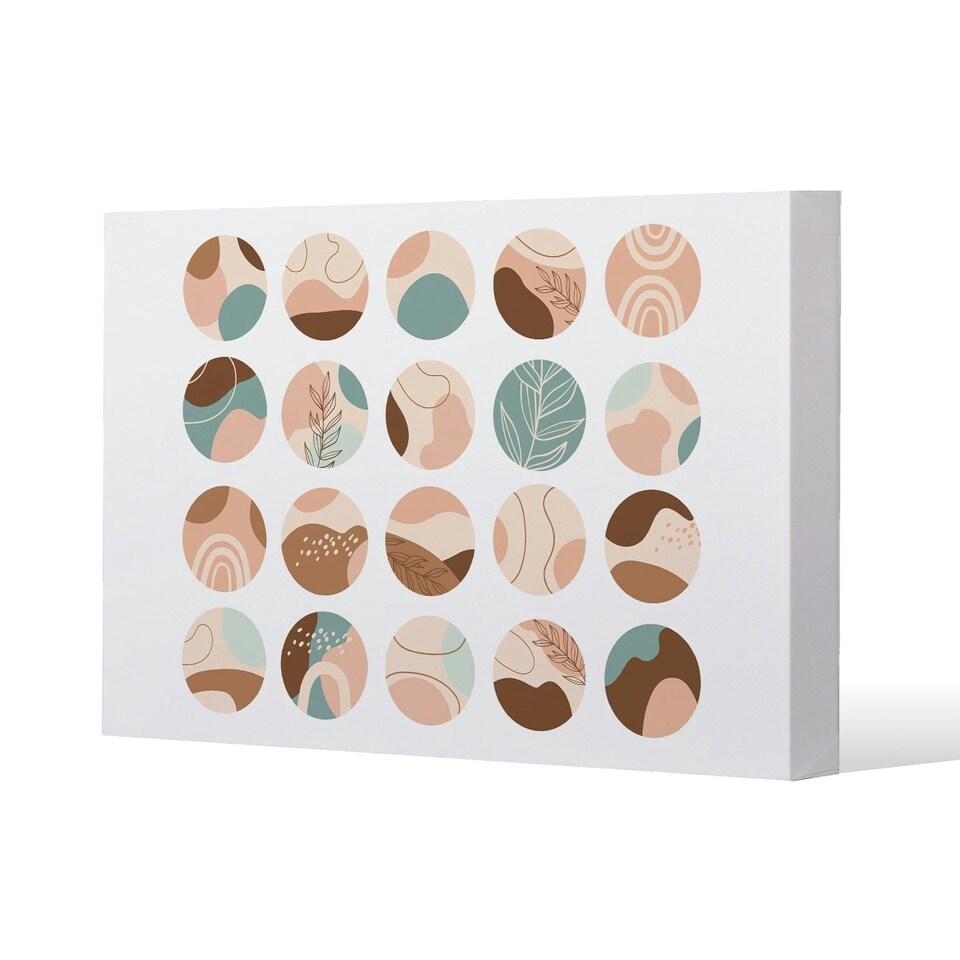 image 1 of Round texture and floral icons in pastel colours (Canvas Print)