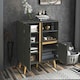 image 2 of HOMCOM Storage Cabinet Sideboard with Tempered Glass Adjustable Shelves