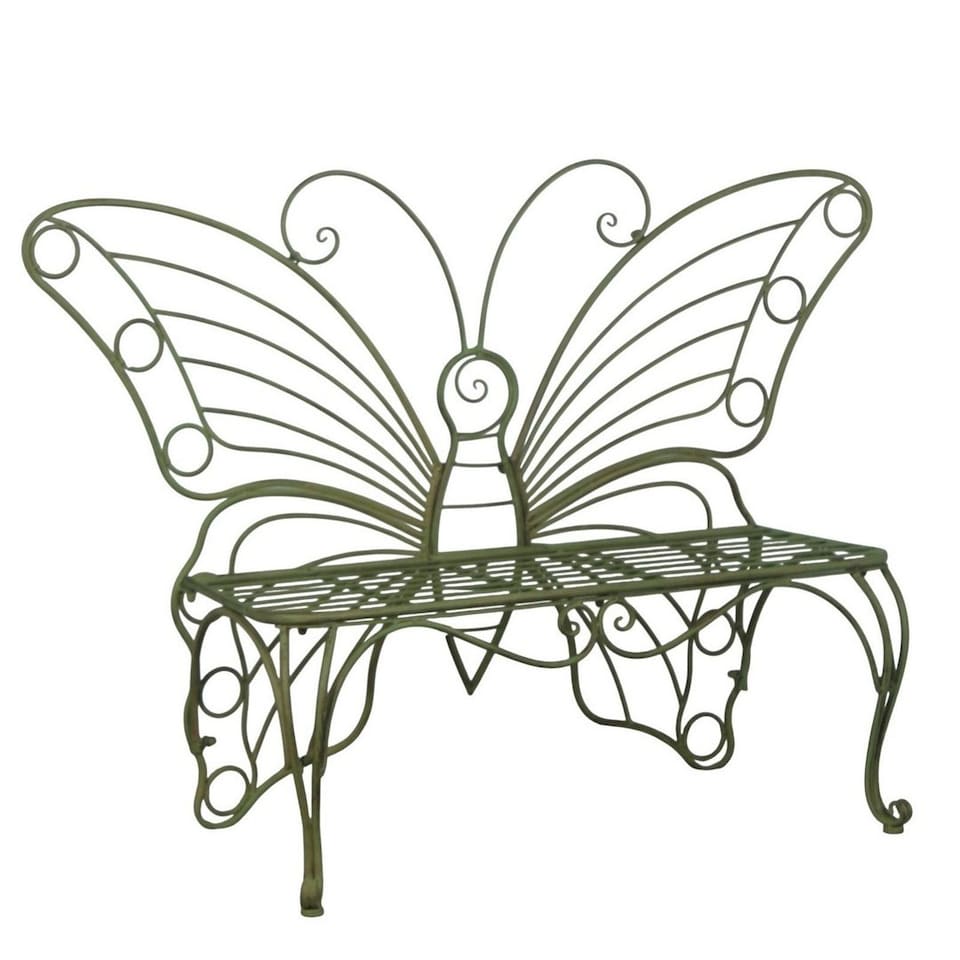 image 1 of Butterfly Design Garden Bench - Metal - L45 x W152 x H100 cm - Green