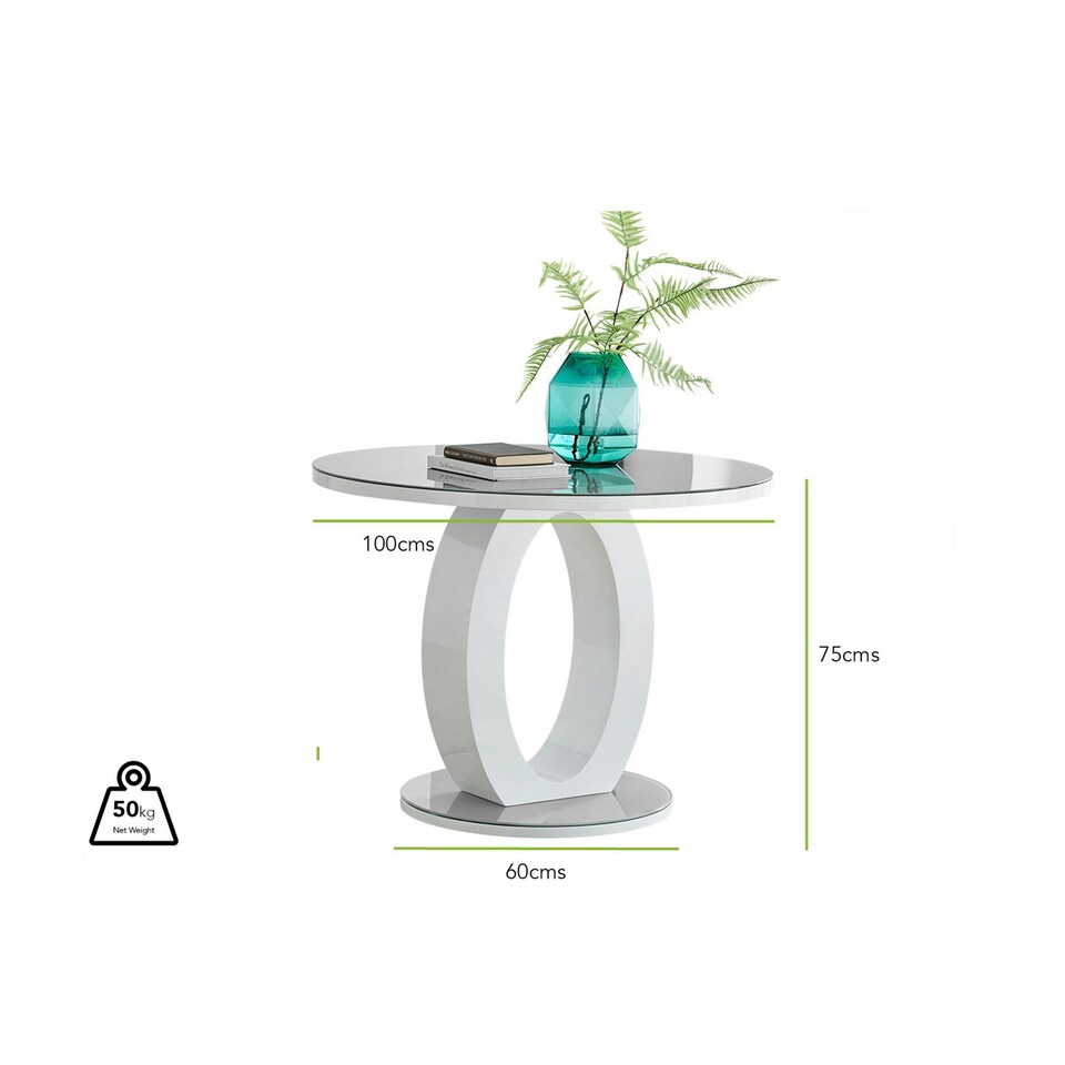 image 1 of Furniturebox Giovani Grey White High Gloss And Glass 100cm Round Dining Table