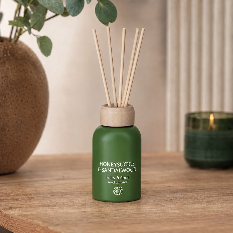 image 1 of 3x Small Reed Diffuser Honeysuckle & Sandalwood Scented Home Fragrance Oil 50ml