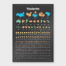 Suck UK Wanderlist Scratch Poster - Travel Bucket List Map