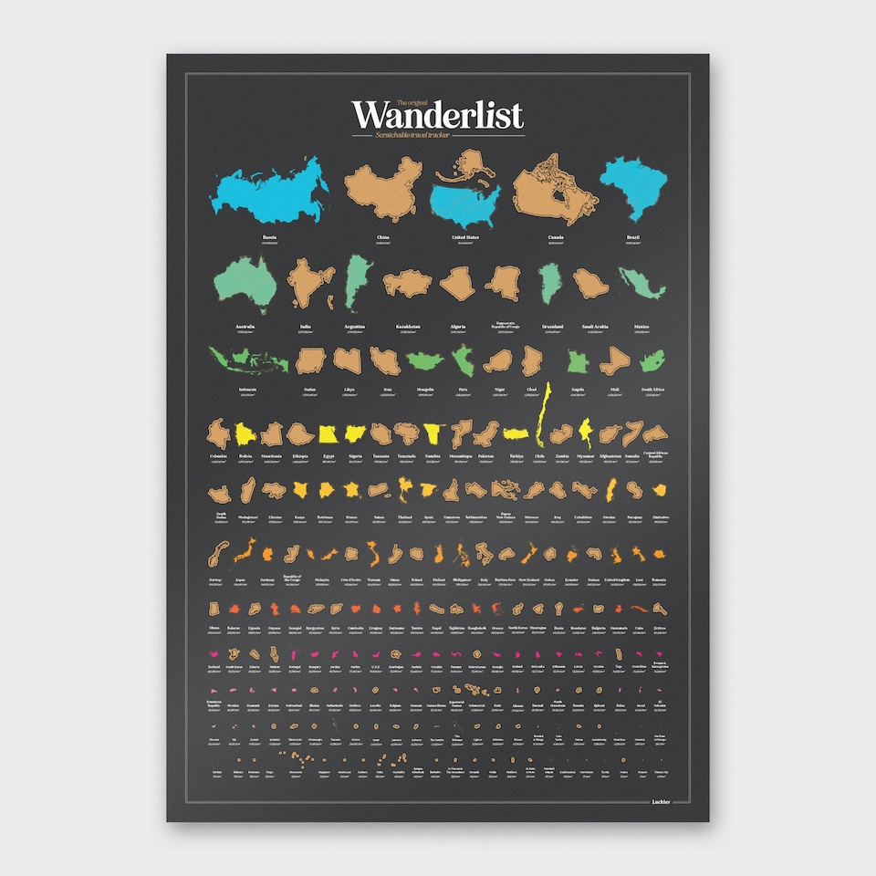 image 1 of Suck UK Wanderlist Scratch Poster - Travel Bucket List Map