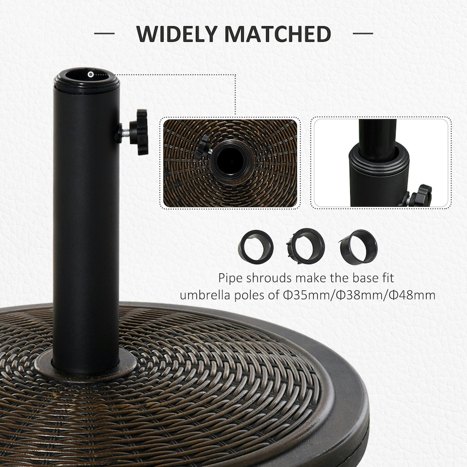image 1 of Outsunny 13kg Cement Parasol Base Stand Fits 35mm/38mm/48mm Poles, Black