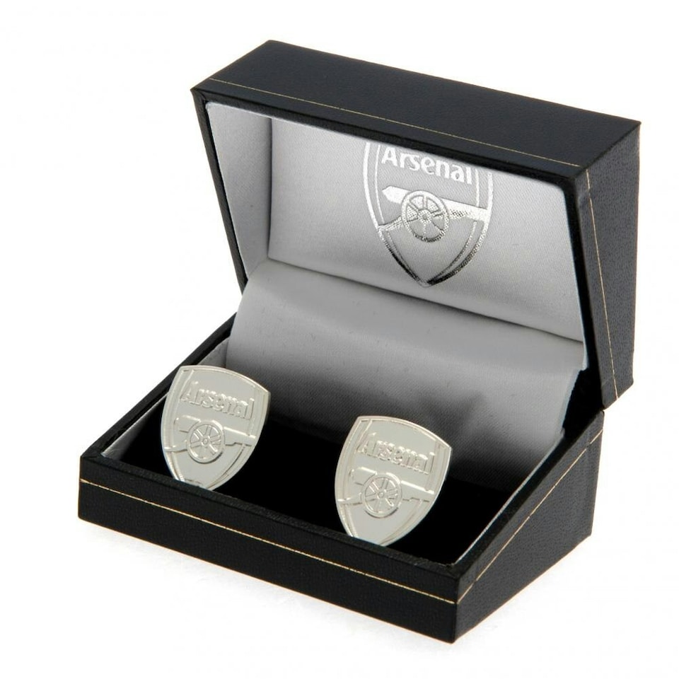 image 1 of Arsenal FC Silver Plated Crest Cufflinks - Silver - One Size
