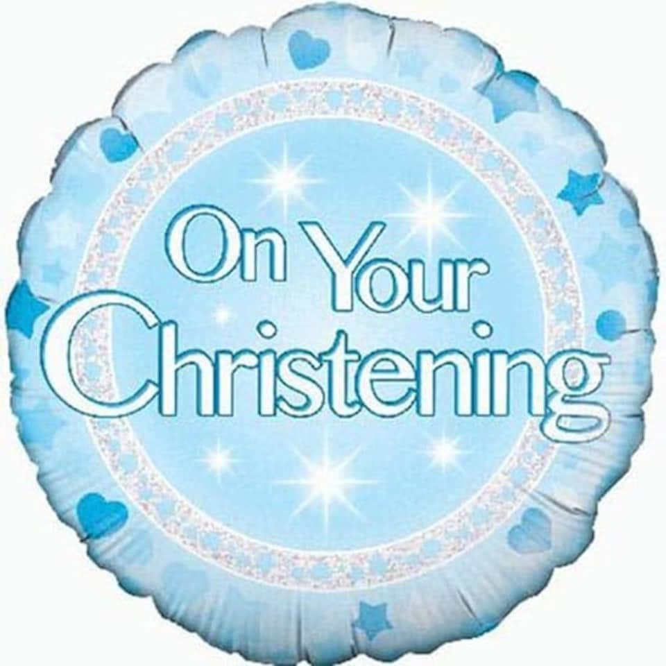 On Your Christening Blue Round Foil Helium Balloon 46cm / 18 in