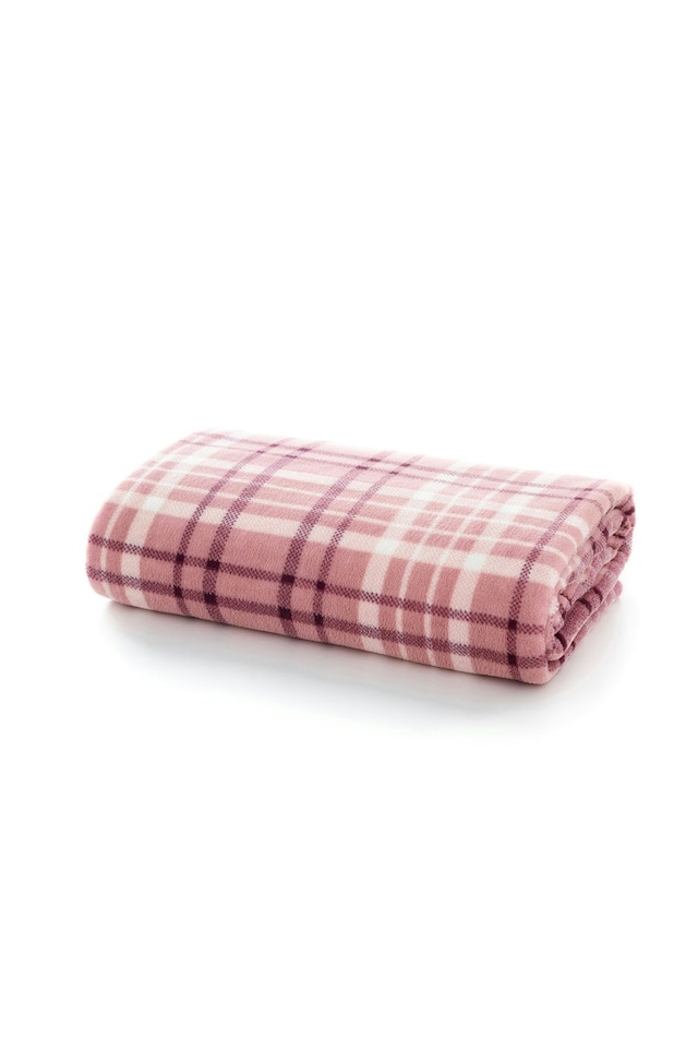 image 1 of Snuggle Check Throw - Plaid Patterned Soft 140 x 180cm Throw | Pink | 1