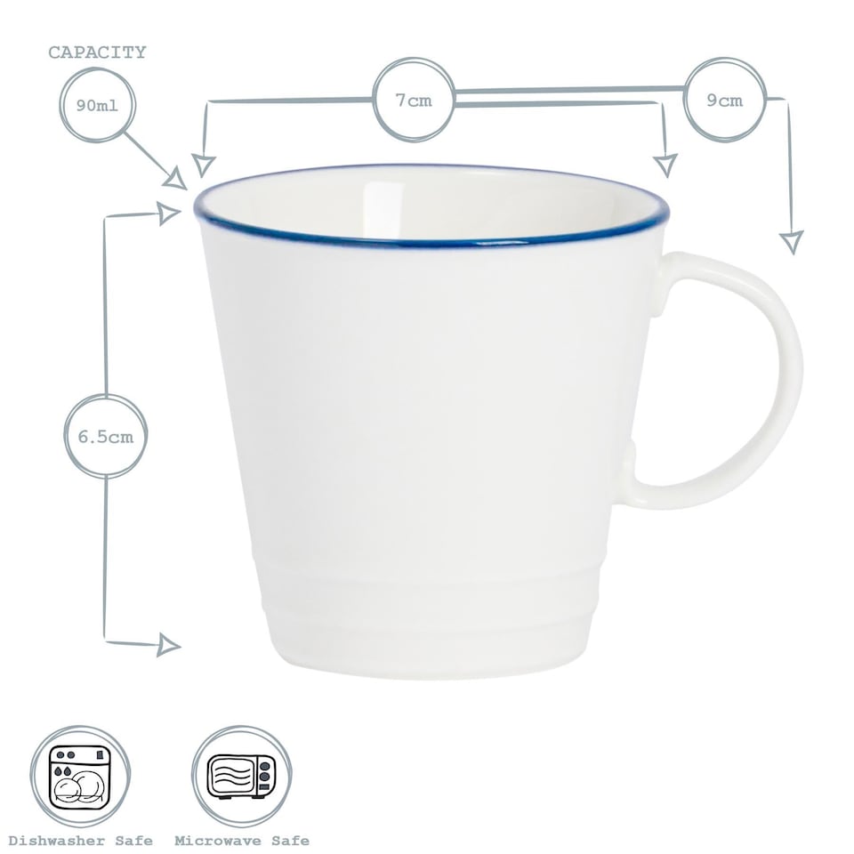 image 1 of Nicola Spring White Farmhouse Espresso Cups - 90ml - Pack of 6 | White | White