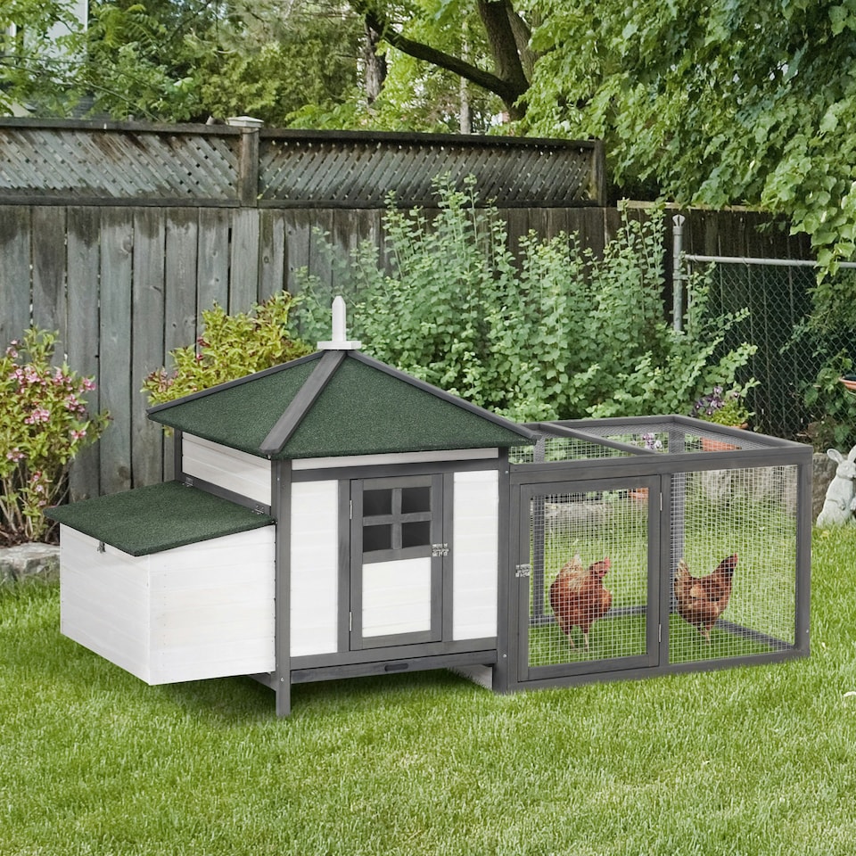 image 1 of PawHut Chicken Coop Hen Poultry House w/ Nesting Box Outdoor Run Patio Wooden