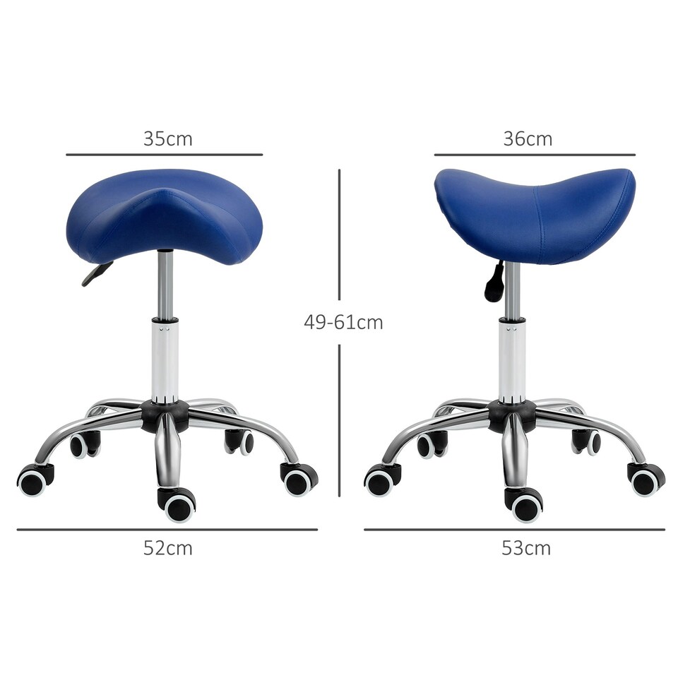 image 1 of HOMCOM PU Leather Saddle Stool w/ Moulded Padded Seat Adjustable Height Blue