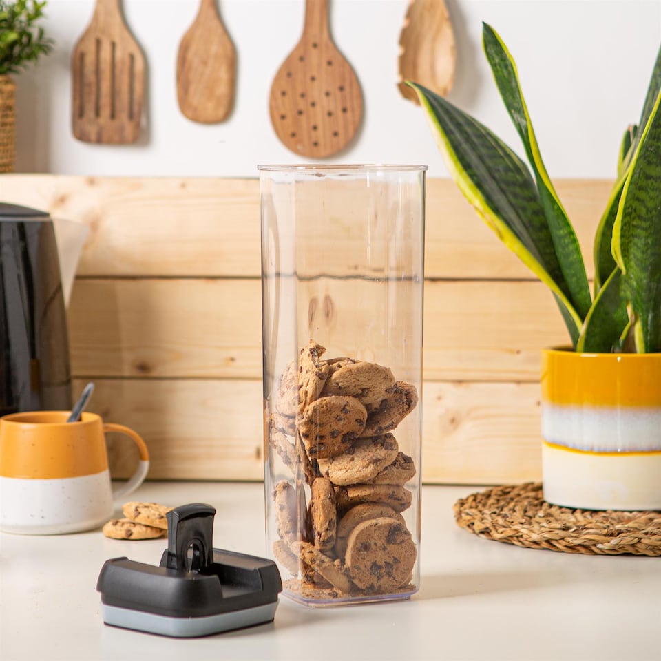 image 1 of Argon Tableware Food Storage Container - 1.9 Litre - Black Airtight Plastic Storage Pantry Food Organiser with Flip Lock Lid