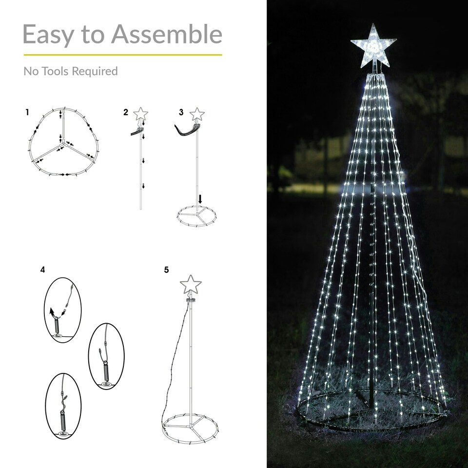 image 1 of The Christmas Workshop 6FT Outdoor Cone Tree - WHITE LED White | 6ft