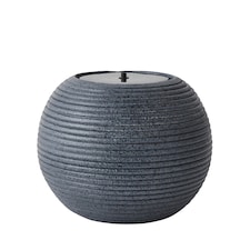 ValueLights Round Ribbed Solar Power Outdoor Cascading Water Fountain | Grey