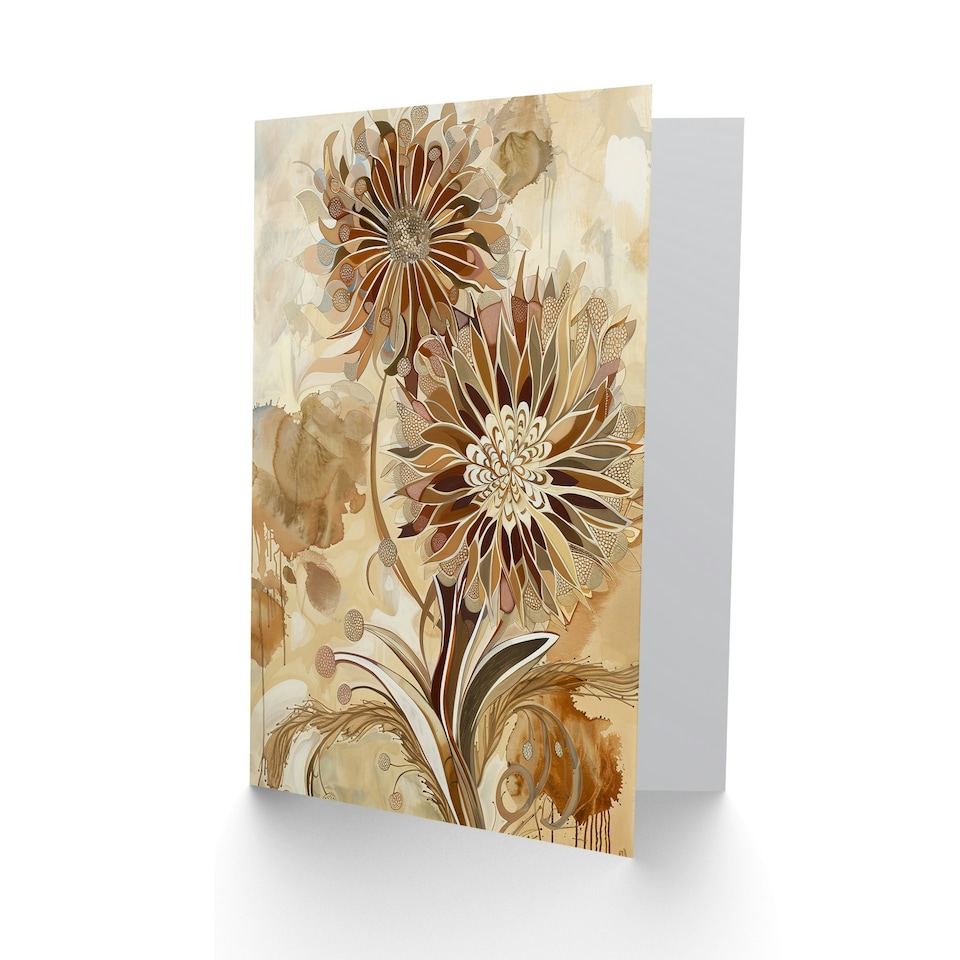 image 1 of Abstract Earthy Wildflowers Floral Mandala Her Birthday Card